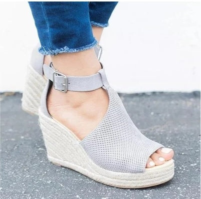 Orthopedic Balance Straw Wedge Sandals - Unique Elegance And Comfort