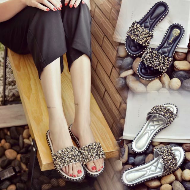 Orthopedic Balance Crystal Braided Comfort Slide Sandals
