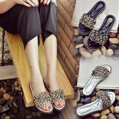 Orthopedic Balance Crystal Braided Comfort Slide Sandals