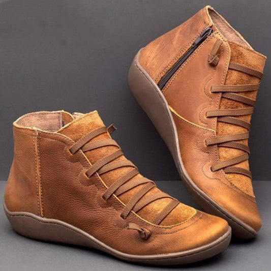 Cassandra | Orthopedic Leather Ankle Boots – Casual Lace-Up Comfort