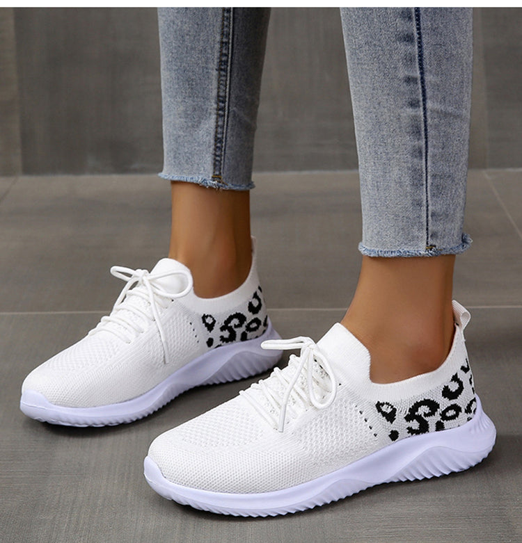 Orthopedic Balance White Leopard Print Sneakers - Unique And Stylish