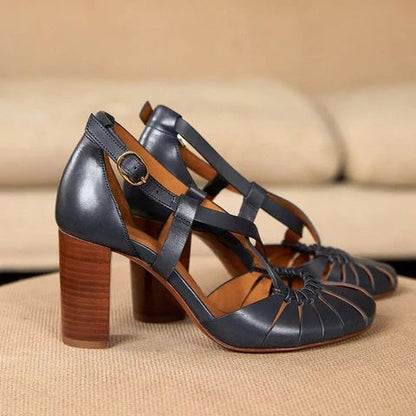 Georgie | Women’s Vintage Cutout Block Heel Sandals with Orthopedic Support