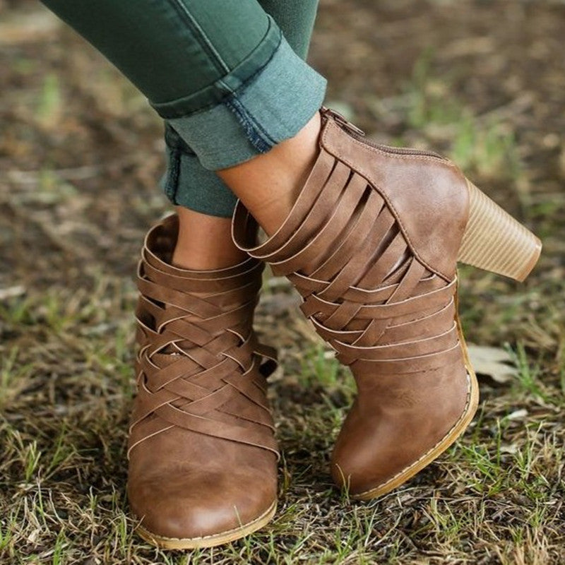Orthopedic Balance Short Ankle Boots With A Chunky Heel And Unique Design