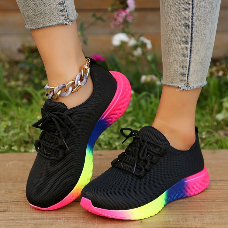 Orthopedic Balance Lace-Up Mesh Shoes With Rainbow Sole