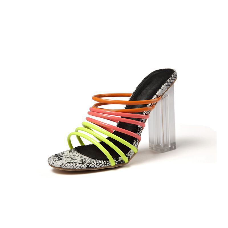 Orthopedic Balance Neon Luxe Heels – Statement Strap Block Sandals