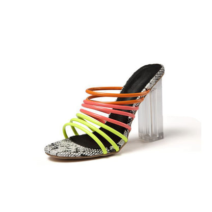 Orthopedic Balance Neon Luxe Heels – Statement Strap Block Sandals