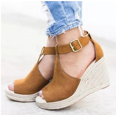 Orthopedic Balance Straw Wedge Sandals - Unique Elegance And Comfort