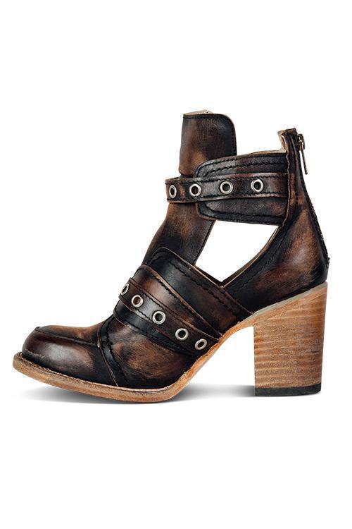 Daphne | Orthopedic Chunky Heel Cutout Ankle Boots with Buckle Straps