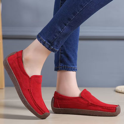 Orthopedic Balance Women’s Suede Slip-On Loafers – Lightweight Comfort Casual Shoes