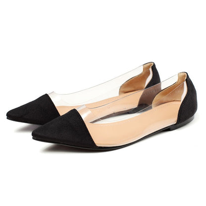 Orthopedic Balance Women’s Pointed Toe Flats – Elegant Transparent Panel Comfort Shoes
