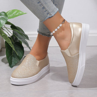 Orthopedic Balance Round-Toe Flat Shoes With Sequins - Unique Elegance