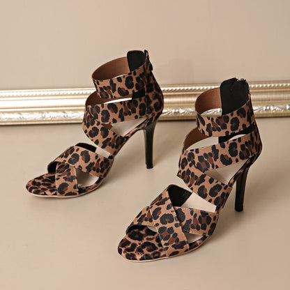 Orthopedic Balance Leopard Print Pointed Toe High Heel Sandals