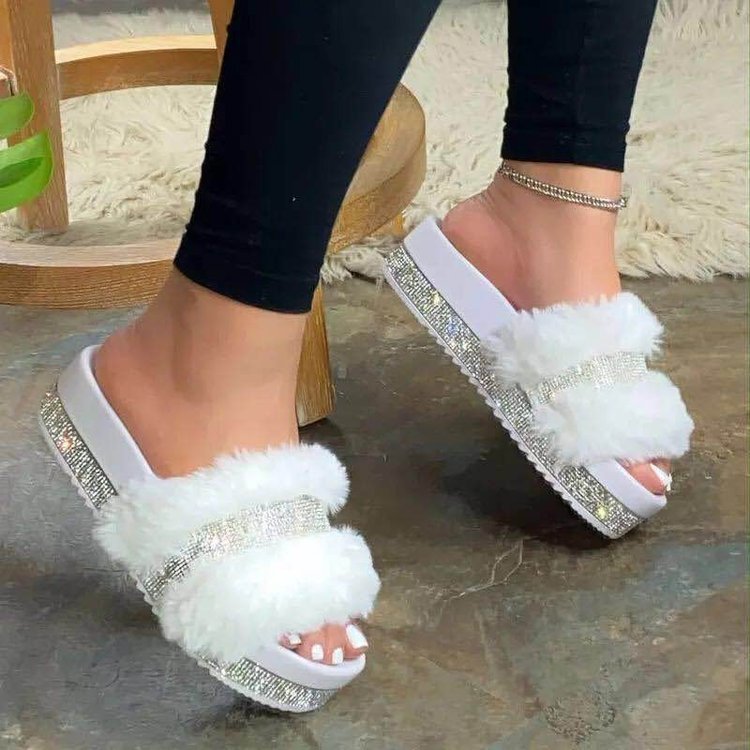 Orthopedic Balance Fluffy Bling Slippers - Unique Style And Comfort