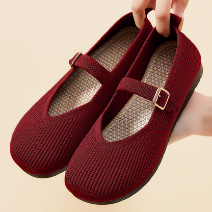 Orthopedic Balance Women’s Knit Mary Jane Flats – Breathable Lightweight Comfort Shoes