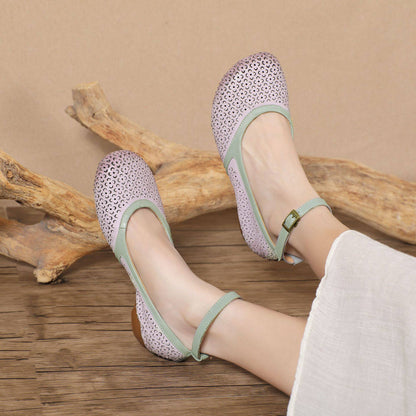 Orthopedic Balance Floral Cutout Flats – Vintage Handmade Comfort Shoes