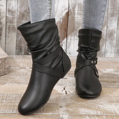 Orthopedic Balance Ankle Boots - Round Toe Flat Buckle