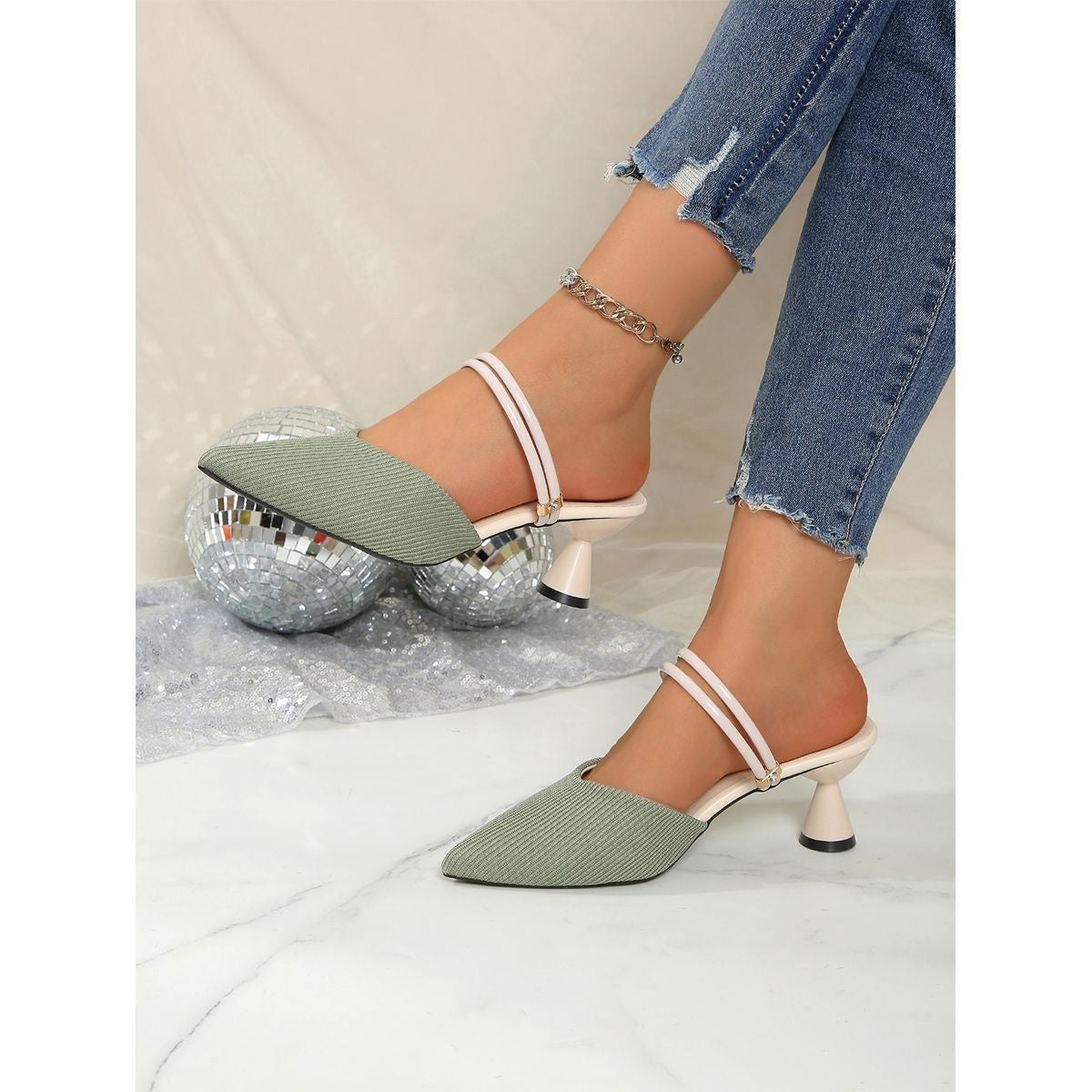 Orthopedic Balance | Pointed Toe Slingback Kitten Heels
