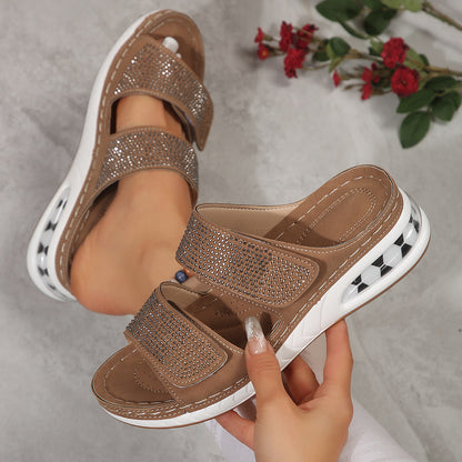 Orthopedic Balance Unique Wedge Sandals With Rhinestones For Summer