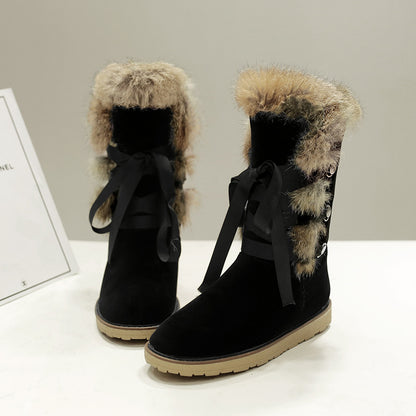 Seraphina | Ribbon-Lace Fur Suede Winter Boots