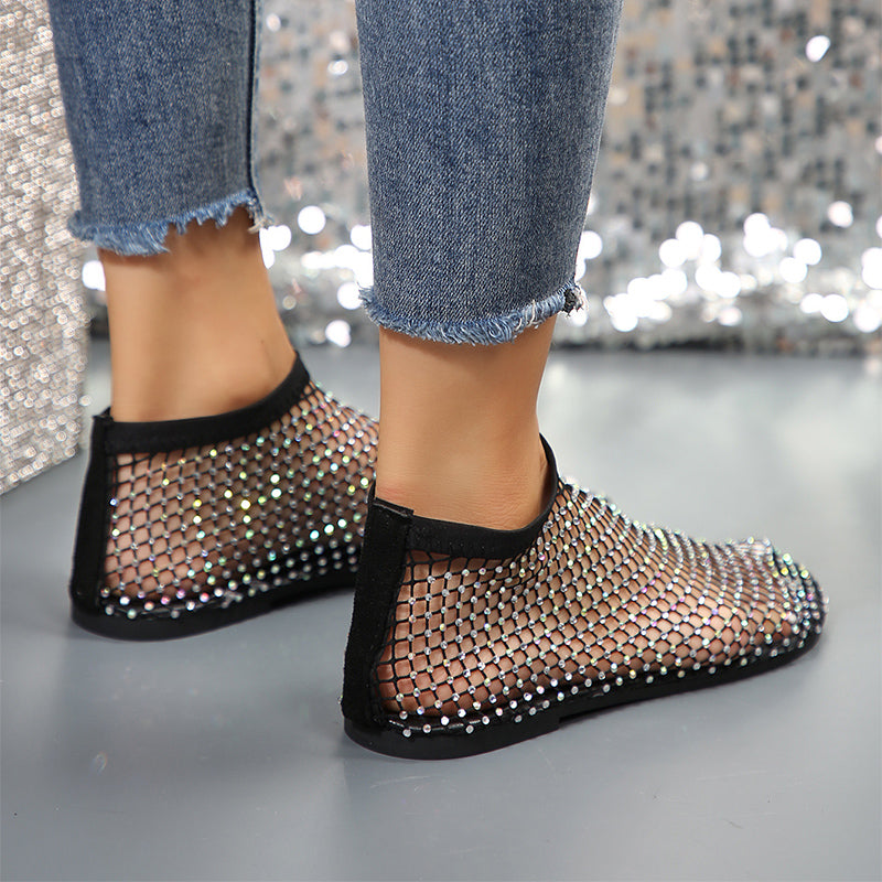 Orthopedic Balance Hollow Flat Sandals With Rhinestones - Summer Fashion