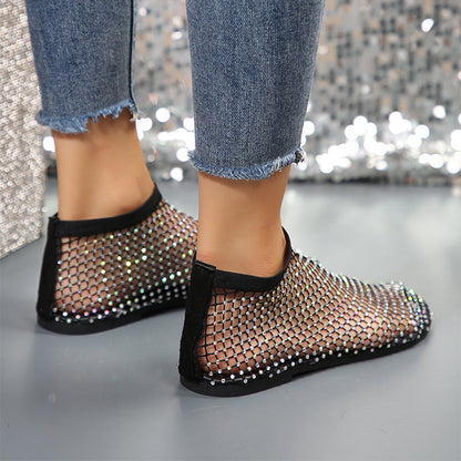 Orthopedic Balance Hollow Flat Sandals With Rhinestones - Summer Fashion