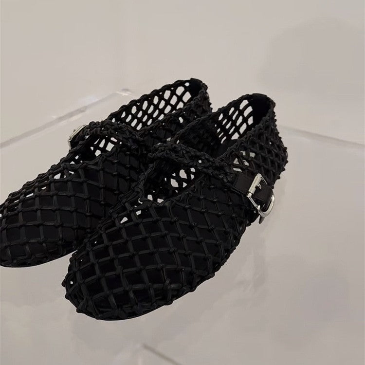 Orthopedic Balance Woven Mesh Mary Jane Flat Shoes