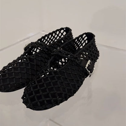 Orthopedic Balance Woven Mesh Mary Jane Flat Shoes