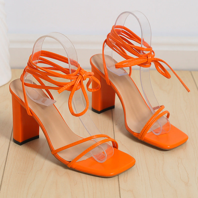 Orthopedic Balance Unique Lace-Up Sandals With A Square Heel For Summer
