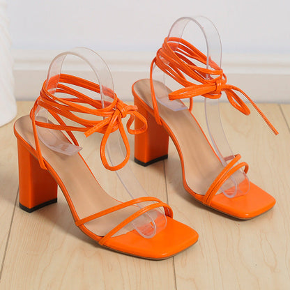 Orthopedic Balance Unique Lace-Up Sandals With A Square Heel For Summer