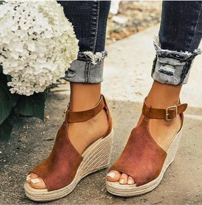 Orthopedic Balance Straw Wedge Sandals - Unique Elegance And Comfort