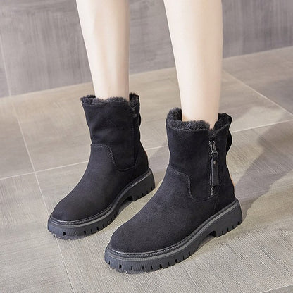 Renee | Side-Zip Fur Suede Chunky Winter Boots