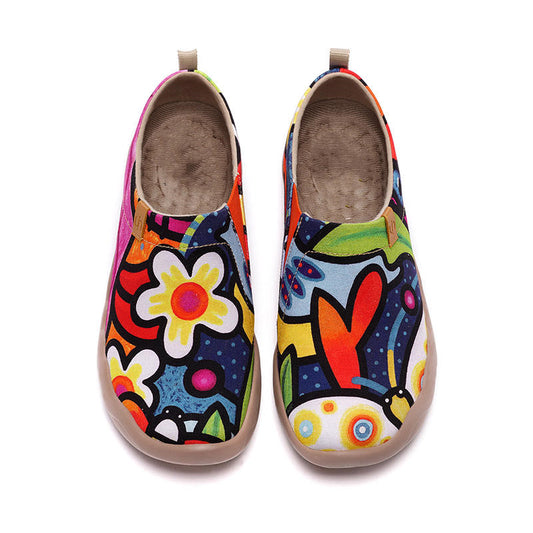 Orthopedic Balance Women’s Boho Printed Slip-On Flats – Lightweight Comfort Casual Shoes