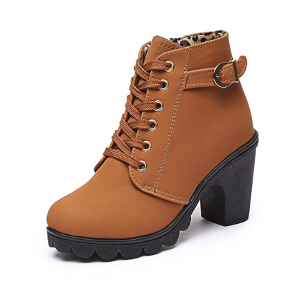Mina | Lace-Up Buckle Block-Heel Orthopedic Ankle Boots