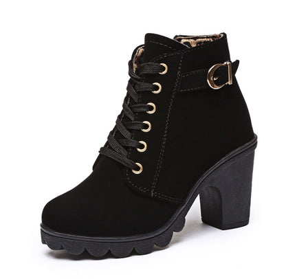 Mina | Lace-Up Buckle Block-Heel Orthopedic Ankle Boots