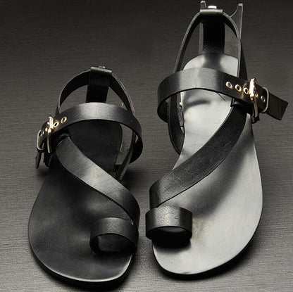 Orthopedic Balance Cross Strap Ankle Buckle Flat Sandals