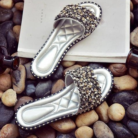 Orthopedic Balance Crystal Braided Comfort Slide Sandals