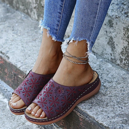 Orthopedic Balance Vintage Cutout Mule Comfort Sandals