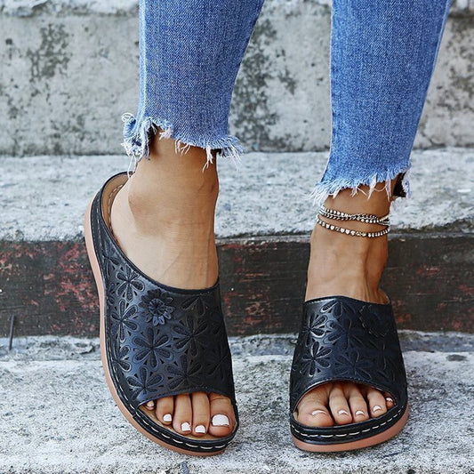 Orthopedic Balance Vintage Cutout Mule Comfort Sandals