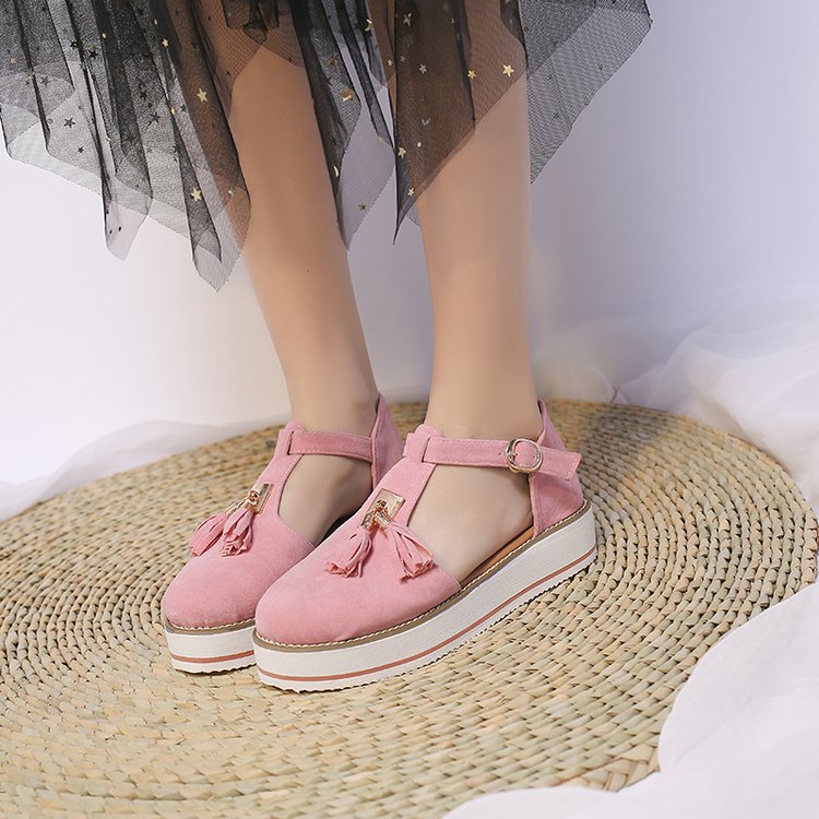 Orthopedic Balance Round High Heel Sandals With Fringe - Unique Elegance