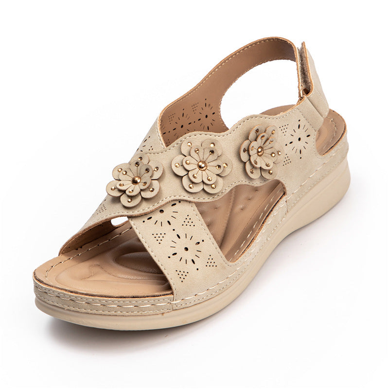 Quintessa | Floral Cutout Comfort Wedge Sandals
