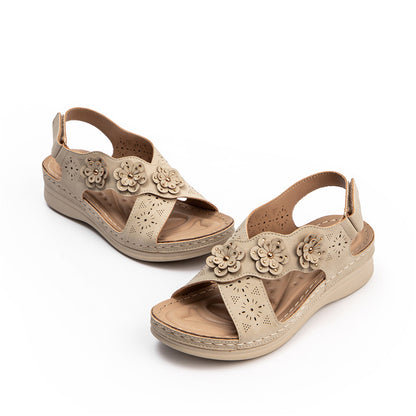 Quintessa | Floral Cutout Comfort Wedge Sandals