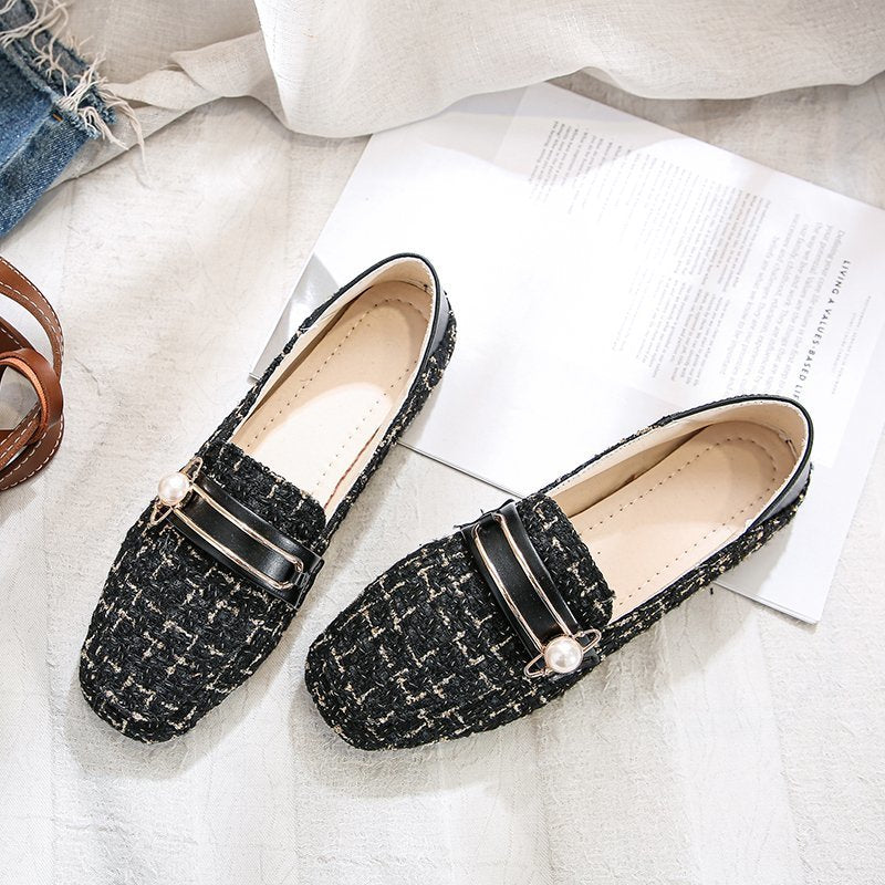 Qaailah | Tweed Slip-On Loafers