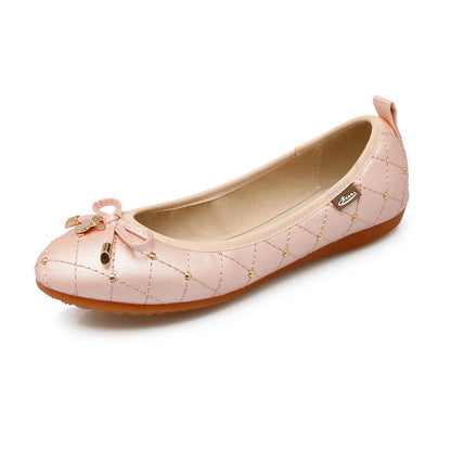 Quincey | Studded Ballet Flats with Bow Accent