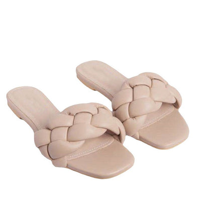 Orthopedic Balance Braided Puffy Strap Comfort Slide Sandals