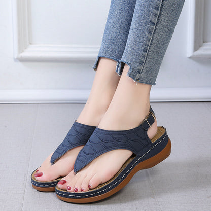 Samantha | Casual Sandals Women's Wedge Solid Color Flip Flop Sandals