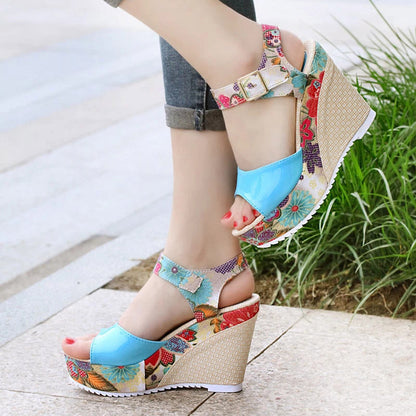 Orthopedic Balance Floral Heeled Sandals - Unique Elegance