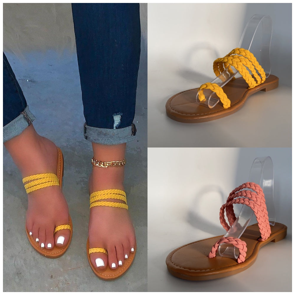 Orthopedic Balance Criss-Cross Toe Ring Flat Sandals