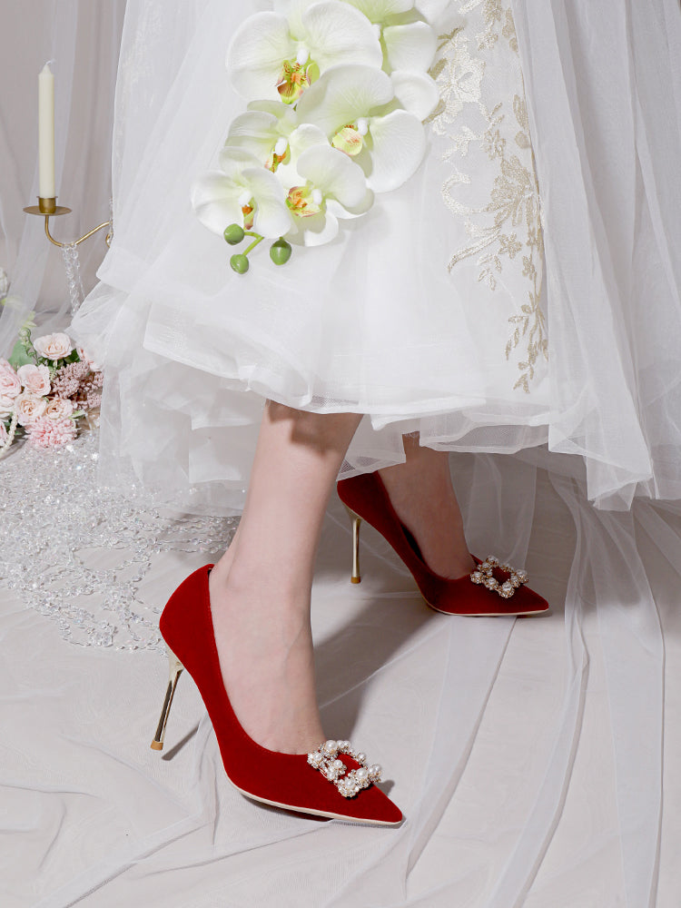 Orthopedic Balance Pearl And Rhinestone Stiletto Wedding Shoes