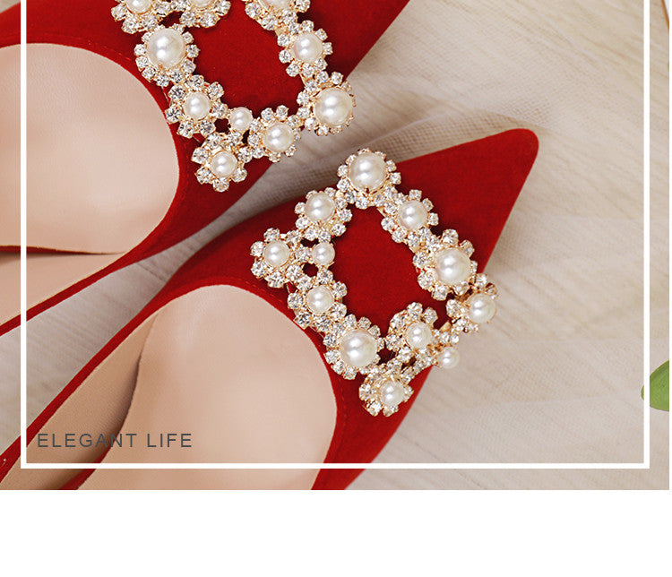 Orthopedic Balance Pearl And Rhinestone Stiletto Wedding Shoes