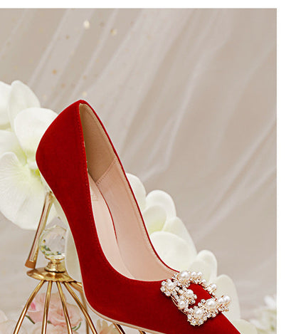 Orthopedic Balance Pearl And Rhinestone Stiletto Wedding Shoes